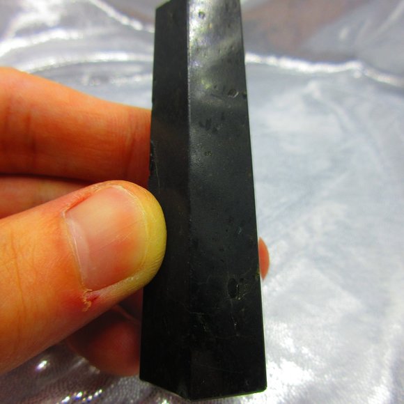 Black Tourmaline Polished Tower Generator Crystal Meditation Tool - Picture 4 of 6